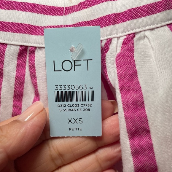 Ann Taylor LOFT Striped Square Neck Top sz XXS Pet - Picture 3 of 8